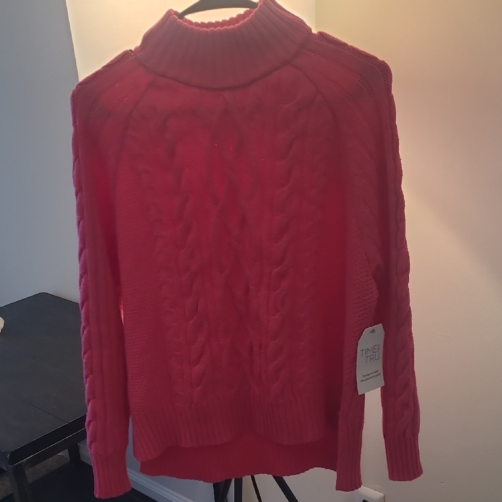 Time and Tru Pink Cowl Neck Sweater